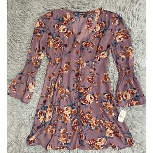 Lavender Floral Button Front Dress